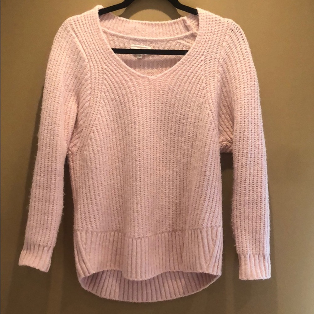 Powder pink cable knit sweater